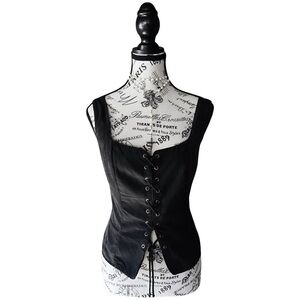 Scarlet Darkness black lace-up corset vest medieval gothic L NWT